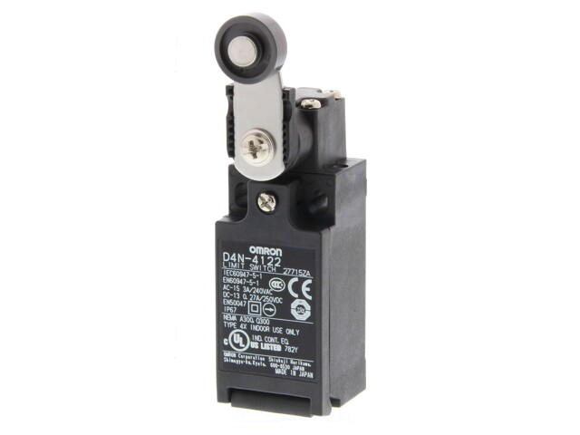 Eindschakelaar; hendel R 26mm, roller van metaal Ø17,5mm; 10A Eindschakelaar; hendel R 26mm, roller van metaal Ø17,5mm; 10A